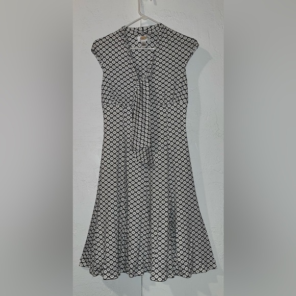 Talbots Petite Black and White Knit Midi Fit Flare Dress - Picture 4 of 15